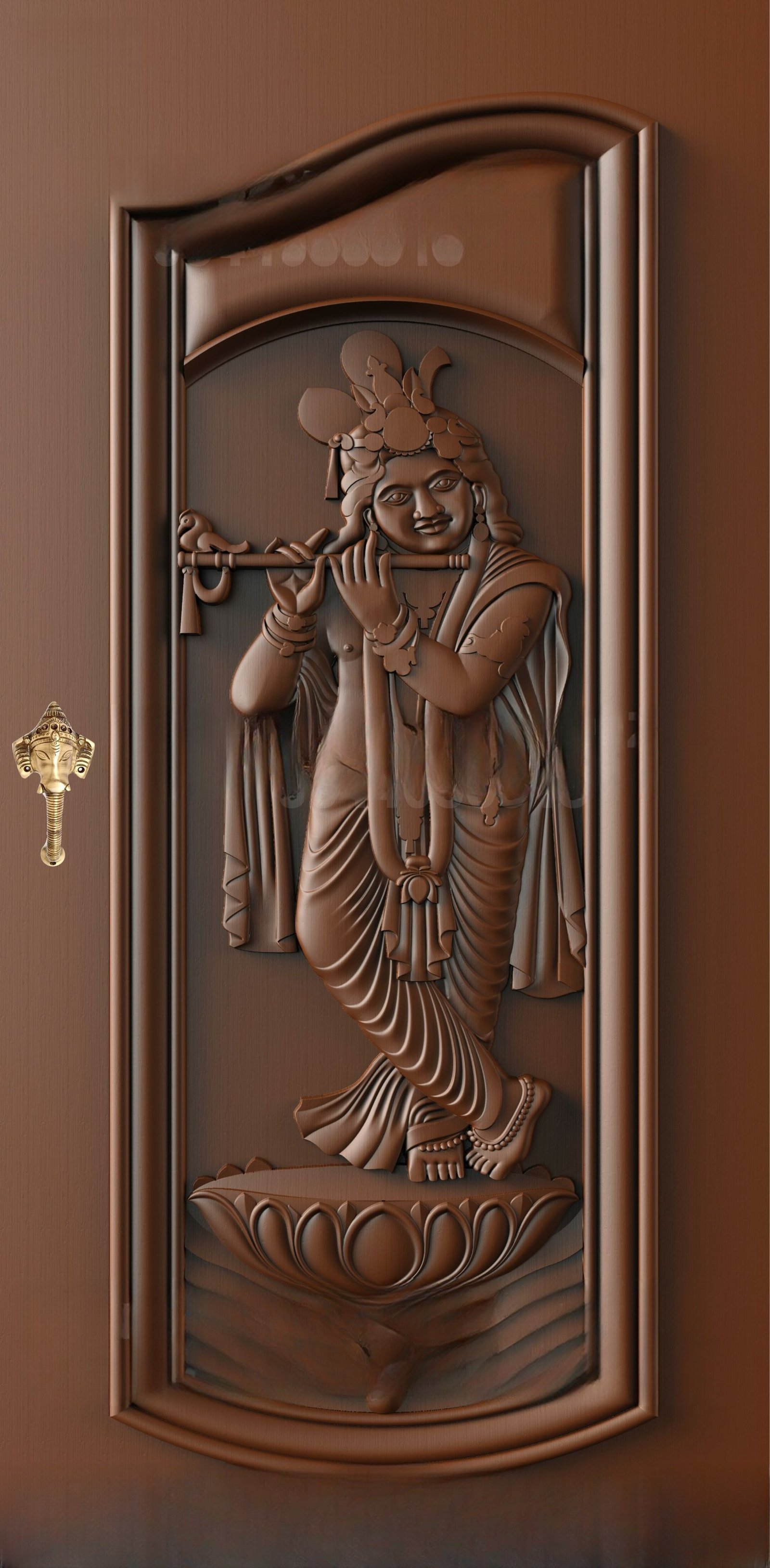 God Doors - GD-30 Lord Krishna Flute Playing Divine 3D Relief Door Model